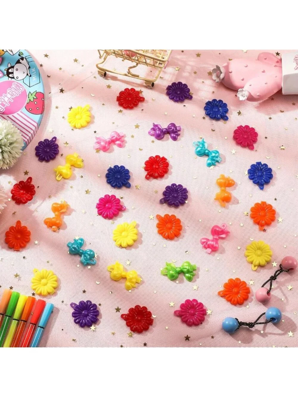 60 Pcs Girls Hair Clips & Barrettes - Cute Ponytail Holders & Accessories